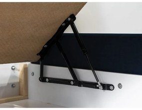 Sötétkék kárpitozott franciaágy tárolóhellyel ágyráccsal 160x200 cm Jade – Bobochic Paris