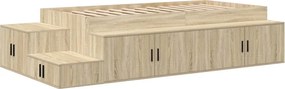 vidaXL Ágykeret tárolóval tárolóval Sonoma tölgy 80 cm Faanyag