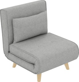 HOMCOM Egyszemélyes Kanapéágy Hajtható Fotel Műszőtt Vászonnal, Állítható Háttámlával 6 Pozícióban és Párnával, 72x78x79 cm, Világosszürke | Aosom