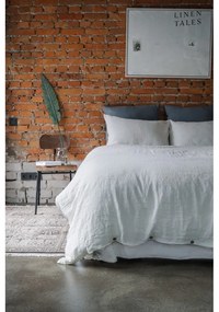 Fehér gumis len lepedő 140x200 cm White – Linen Tales