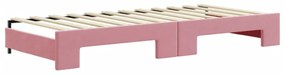 rózsaszín kihúzható bársony heverő matraccal 90 x 200 cm