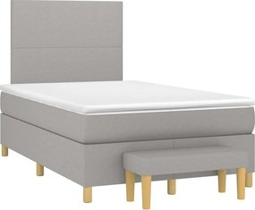 vidaXL világosszürke szövet rugós ágy matraccal 120 x 190 cm