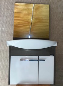 Fürdőszobai alsó szekrény mosdóval és tükörrel FEHÉR/BARNA 65