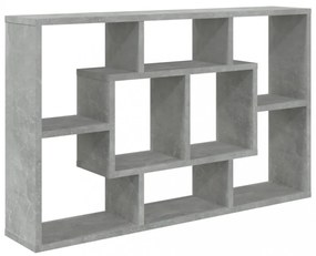 betonszürke szerelt fa fali polc 85 x 16 x 52,5 cm