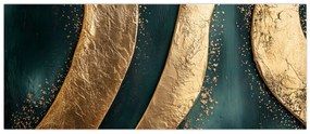 Kép - Zöld absztrakció arannyal I. (120x50 cm)