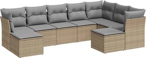 vidaXL 9 részes bézs polyrattan kerti ülőgarnitúra párnákkal