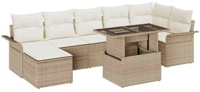 vidaXL Kerti Kanapé Szett párnával 8 pcs Bézs Poli rattan