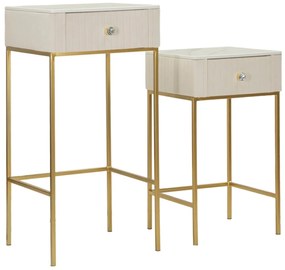 Arany színű kisasztal készlet – 2 db fiókos – kortárs