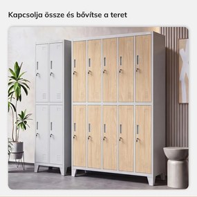 BHP öltözőszekrény 10 ajtós szürke / sonoma tölgy: Eco Design BARTEK 1360 x 1720 x 450 mm