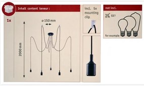 Paulmann 50389 - Csillár zsinóron NEORDIC 5xE27/20W/230V pók