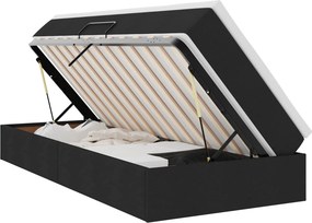 vidaXL Ágy tárolóval és matraccal Fekete 90 x 190 cm Poliészter