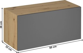 Felső szekrény, artisan tölgy/szürke matt, LANGEN G80K