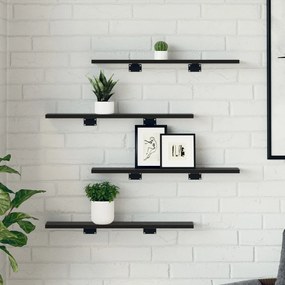 Könyvespolc Rács - 4 Fekete Tölgy Színben, 60x10x1.5 cm - Mérnöki Fából Készült