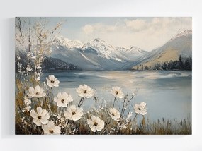 Vászonkép Canvas Tájkép Hegyek Tátra Tó Völgy Virágok 60x40