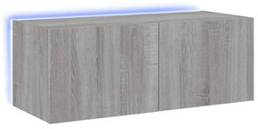 szürke sonoma színű fali TV-szekrény LED-del 80x35x31 cm