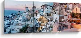 Kép - Alkonyat Santoriniban (órával) (90x30 cm)