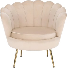 Fotel Art-deco stílusban, bézs Velvet anyag/gold chróm-arany, NOBLIN