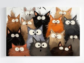 Canvas Vászonkép Őrült Vicces Rémült Macskák Rajzfilm 60x40