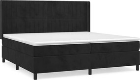 vidaXL fekete bársony rugós ágy matraccal 200x200 cm