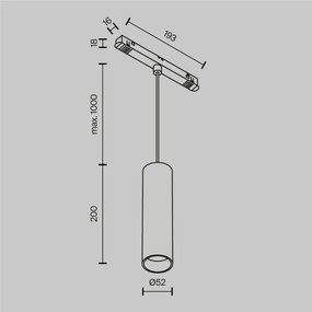 TR041-4-12W3K-M-DS-B Focus LED Alumínium Sín Függeszték Fekete Színű LED 12 W 2700-6000 Kelvin 900 Lumen IP20