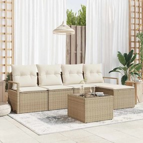vidaXL Kanapé Szett párnával tárolóval 6 pcs Beige és krém polirattan