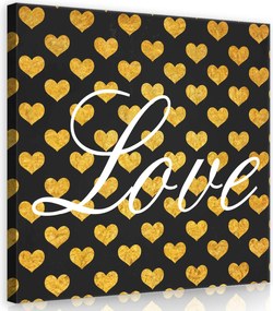Vászonkép 80x80 Szerelem szív arany fekete fehér romantika érzések dekoratív