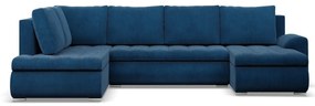 Tokio U sarokkanapé, 3 ágyneműtartóval, kordbársony, baloldali, kék