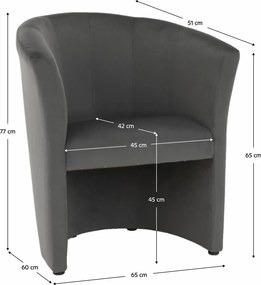 Klub fotel, szürke anyag, CUBA