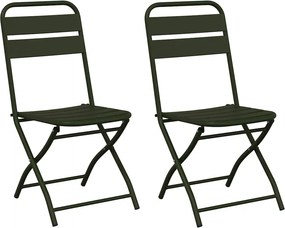 vidaXL Kerti hajtható szék 2 pcs Zöld 42 x 52 x 82cm Porszórt acél