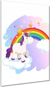 Vászonkép 40x60 Szivárvány és unikornis a felhőn