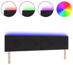 LED Fejtámla Gombos Kárpitozott Fekete 100 cm Bársony