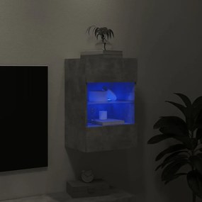 betonszürke falra szerelhető TV-szekrény LED-del 40x30x60,5 cm