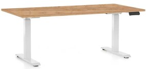 OfficeTech C állítható magasságú asztal, 160 x 80 cm, fehér alap, craft tölgy