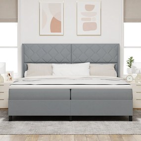 Boxspring Ágy Matraccal &amp; LED Fény Szürke 200x200 cm Szövet