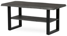 Măsuțăde cafea 120x60x55 cm, blat MDF, decor stejar gri, metal, raft, picioare negre