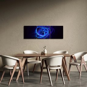 Kék absztrakt gombolyag képe (órával) (90x30 cm)
