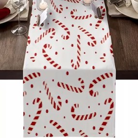 KarĂĄcsonyi AsztalterĂtĆ CukorpĂĄlcĂĄkkal FehĂ©r-Piros 33x183