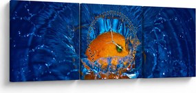 Kép - narancs a vízben (órával) (90x30 cm)