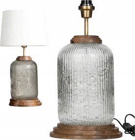 Asztali Lámpa Nagy 50cm Asztali Éjszakai Boho E27 Fa Üveg Nappaliba