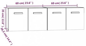 2 db szürke sonoma színű szerelt fa faliszekrény 60x36,5x35 cm