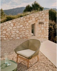 Zöld-natúr színű tömörfa kerti fotel Olbia – Kave Home