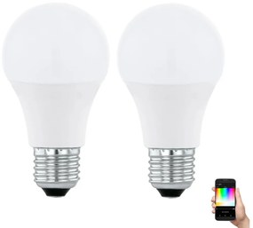 Eglo KÉSZLET 2xLED RGBW Dimmelhető izzó A60 E27/9W/230V 2700-6500K + távirányító - Eglo 11587 EG11587