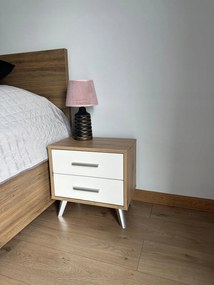 éjjeli asztal 45cm artisan 2 fiókos fehér matt