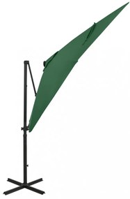 zöld konzolos napernyő rúddal és LED-fényekkel 250 cm