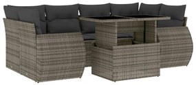 7 részes szürke polyrattan kerti ülőgarnitúra párnákkal