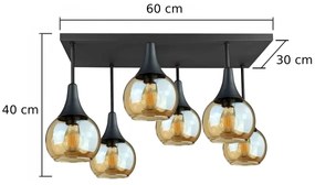 Felületre szerelhető csillár  SOMA 6xE27/60W/230V fekete/füstös bézs