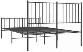 fekete fém ágykeret fej- és lábtámlával 120 x 200 cm