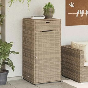 vidaXL bézs polyrattan kerti tárolószekrény 55 x 55 x 111 cm