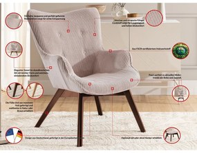 Világos rózsaszín kordbársony fotel Niko – Ropez