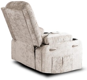 Elektromosan Vezérelhető Masszázsfunkciós Relaxfotel Bézs Szövet Kárpittal. BOX 2